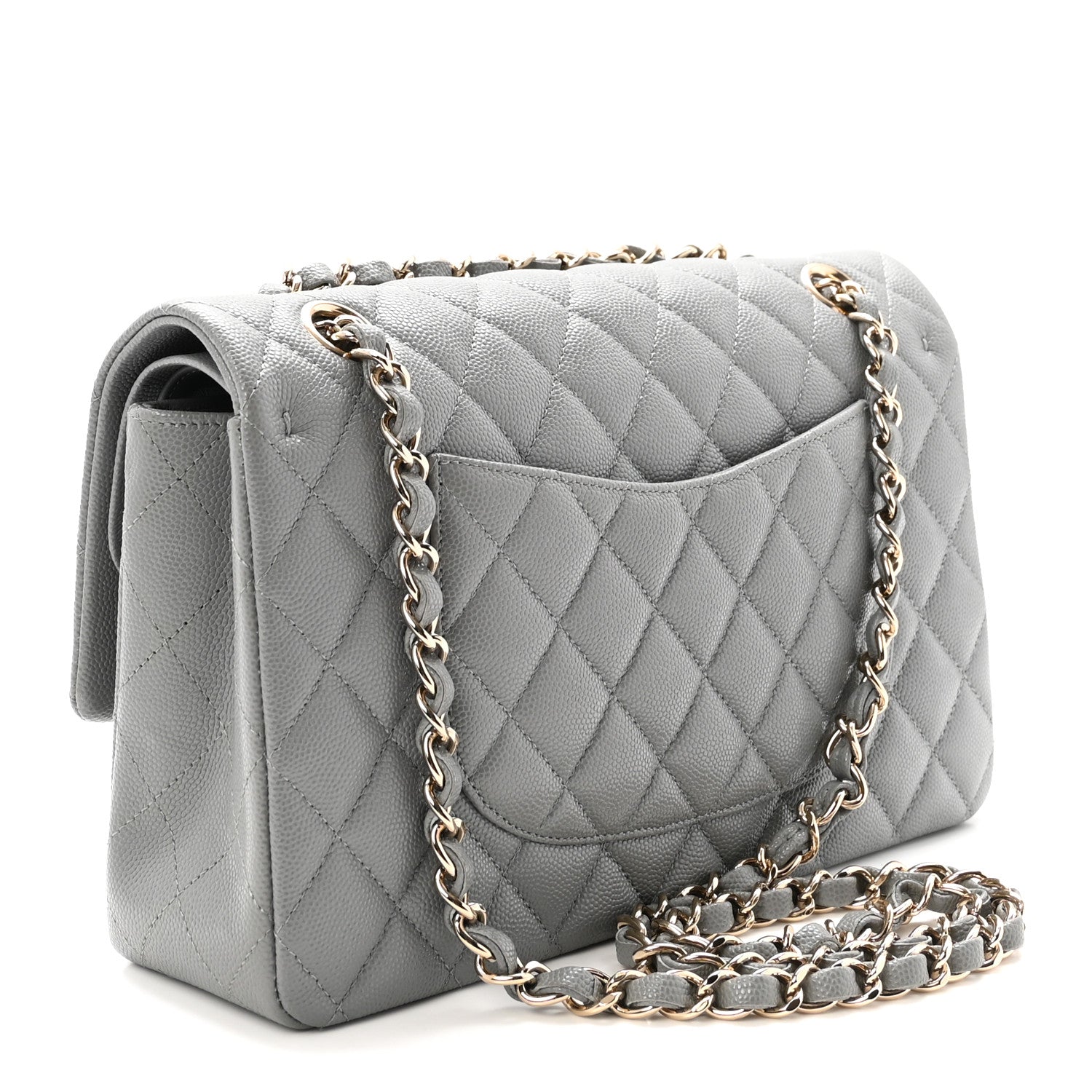 Chanel Caviar Quilted Medium Double Flap Grey 3 of 10