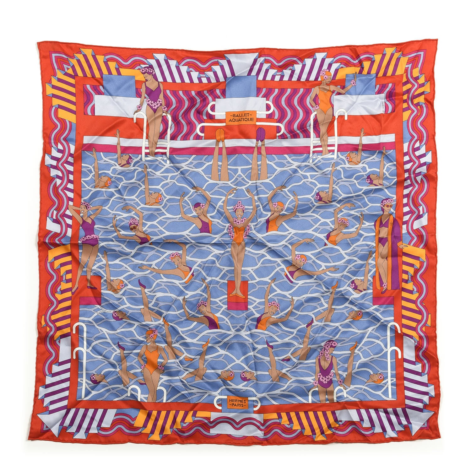 Hermes Silk Ballet Aquatique Scarf 70 1 of 3