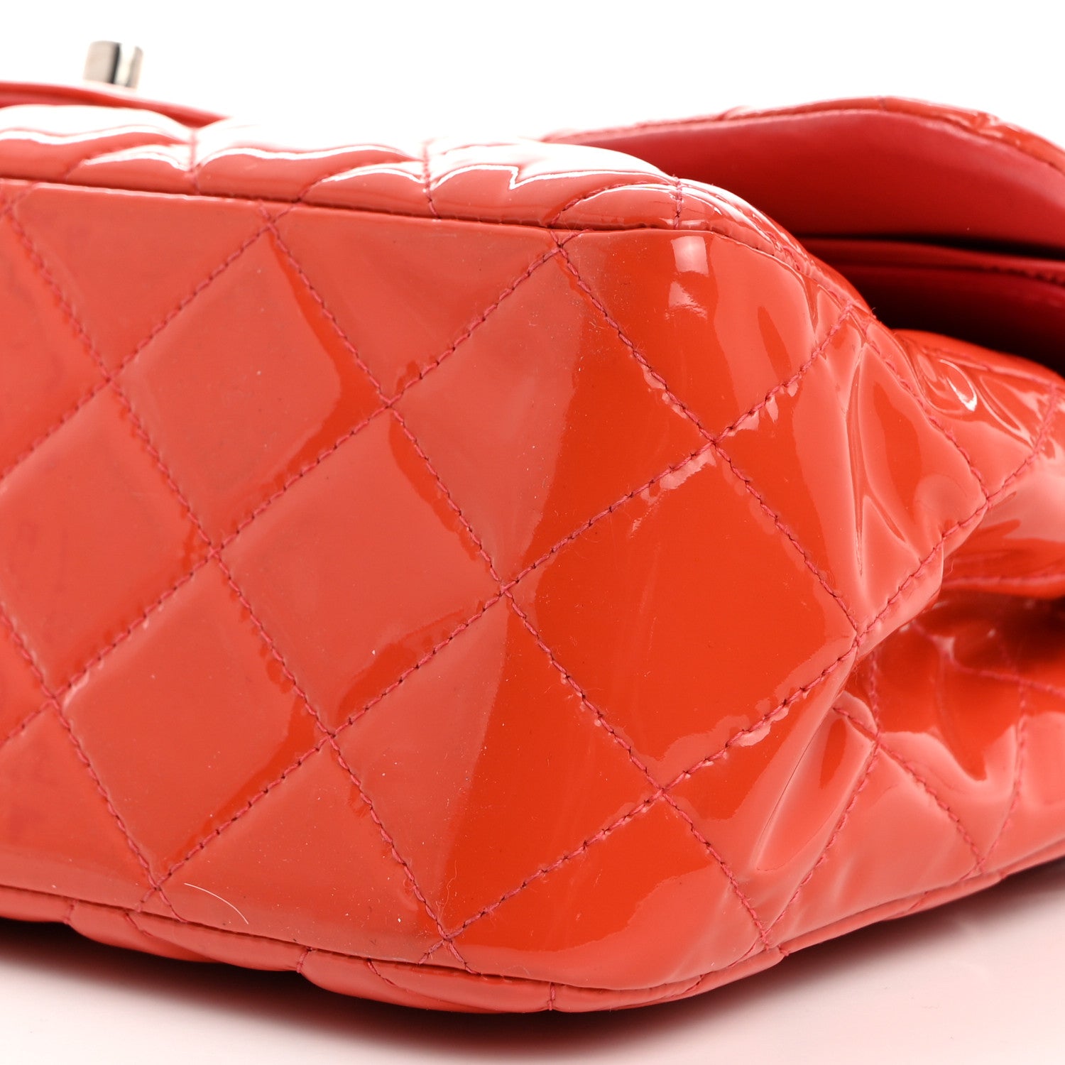 Chanel Patent Quilted Jumbo Double Flap Orange 10 of 10