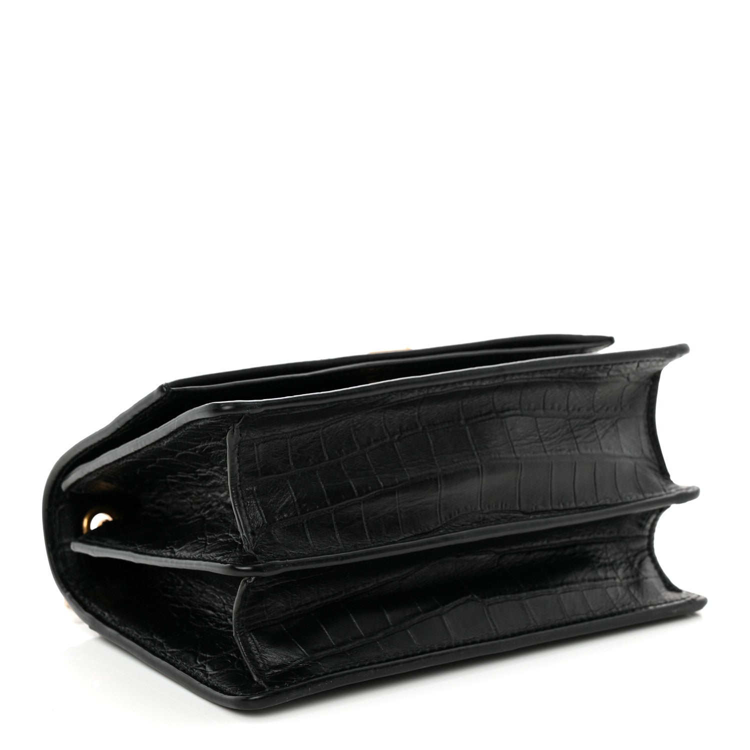 Saint Laurent Calfskin Crocodile Embossed Monogram Small Sunset Black 4 of 11