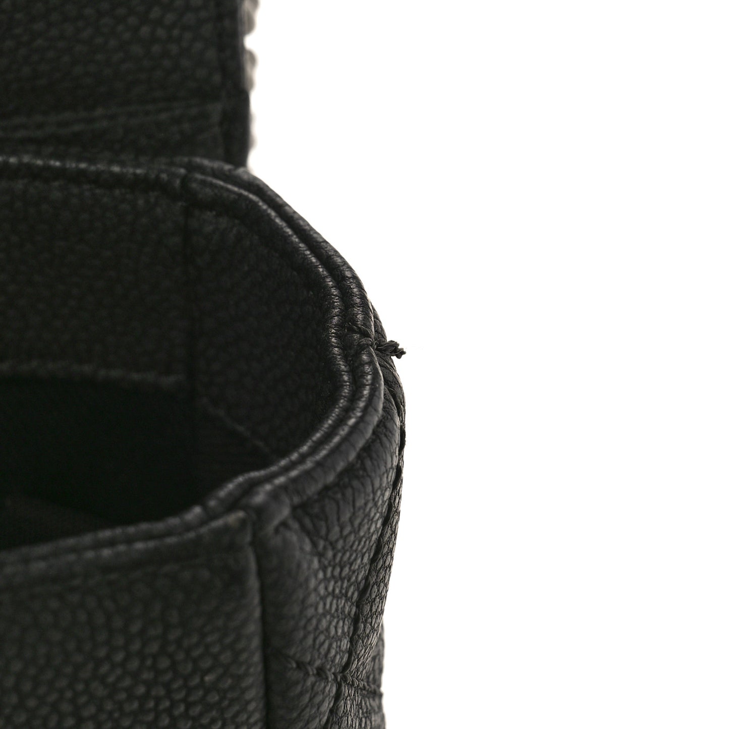 Washed Caviar Quilted Small Square Turn Around Ligne Flap Dark Grey