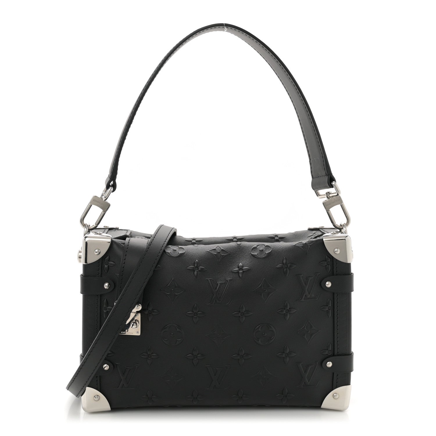 Louis Vuitton Calfskin Debossed Monogram Side Trunk Black 1 of 9