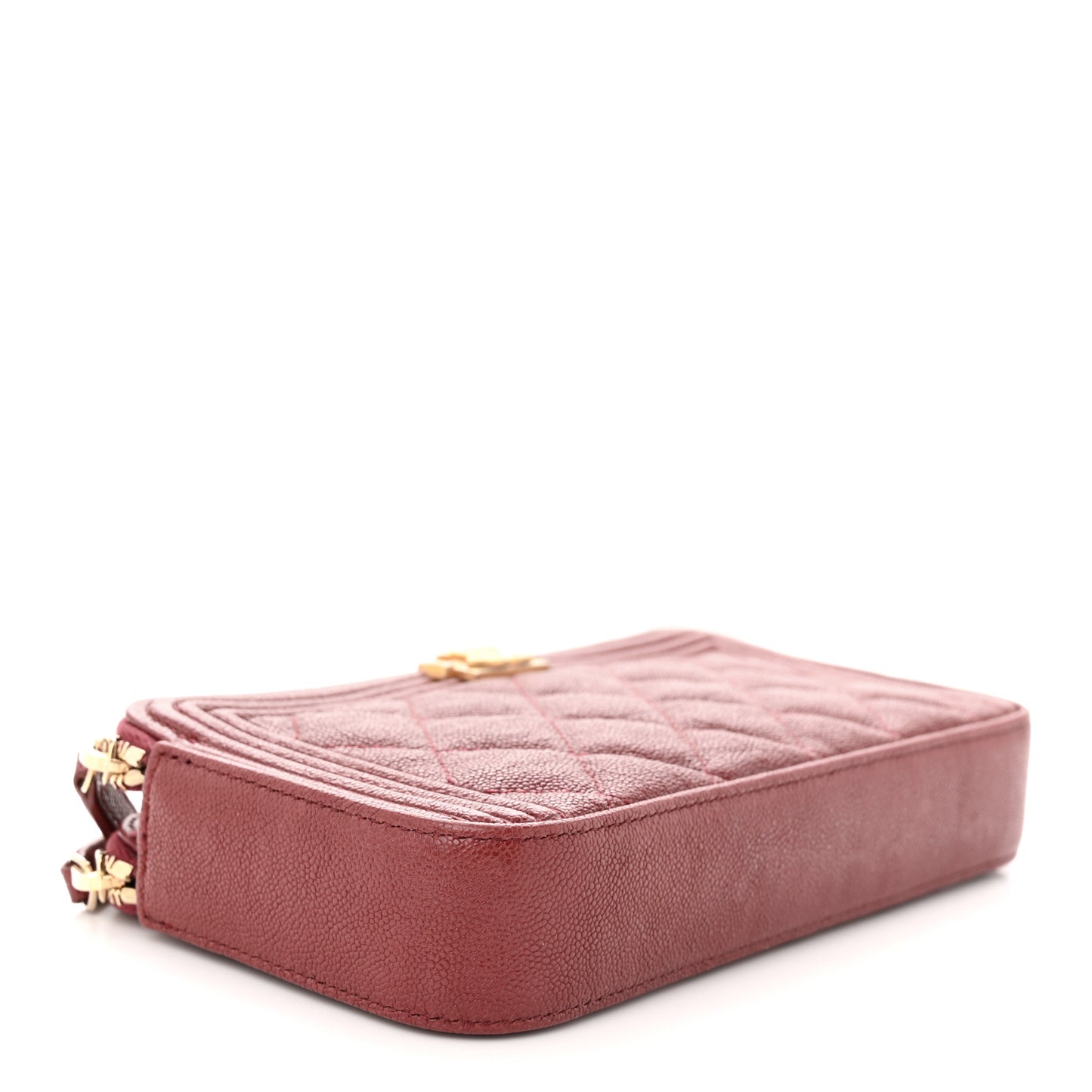 Caviar Quilted Small Boy Clutch With Chain Burgundy