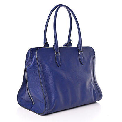 Alexander McQueen Pebbled Calfskin Large Skull Padlock Zip Around Tote Ultramarine 3 of 10