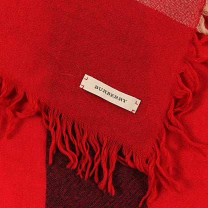Burberry Wool Giant Check Fringe Scarf Military Red 2 of 3