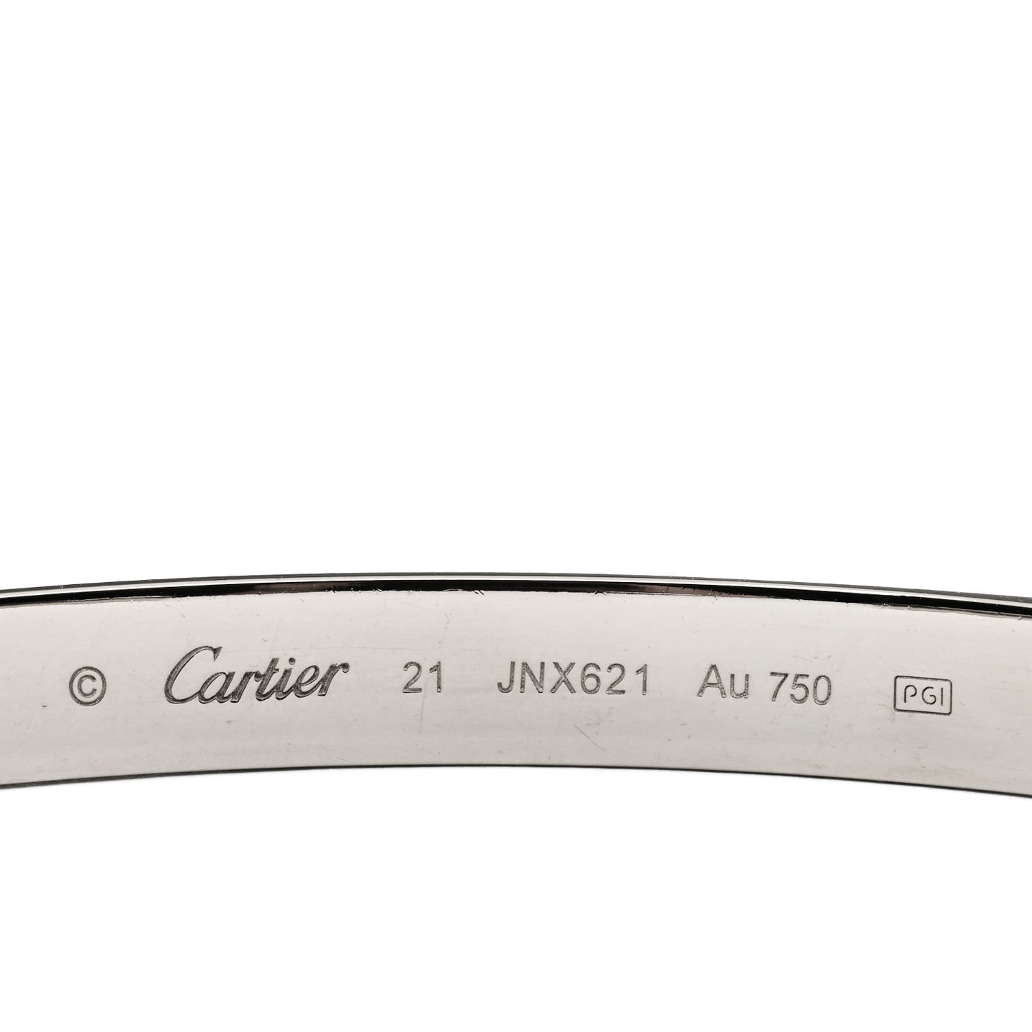 18K White Gold LOVE Cuff Bracelet 21