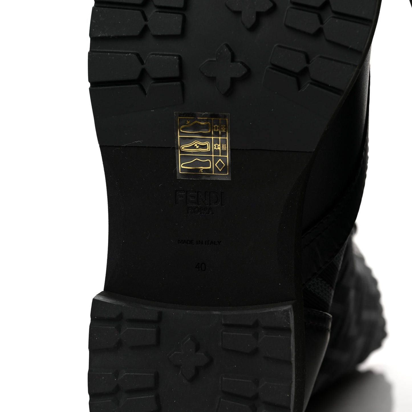 Calfskin Stretch Fabric FF Rockoko Biker Boots 40 Black Charcoal