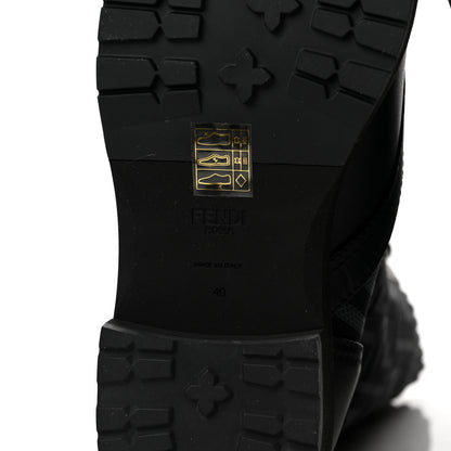 Fendi Calfskin Stretch Fabric FF Rockoko Biker Boots 40 Black Charcoal 6 of 8
