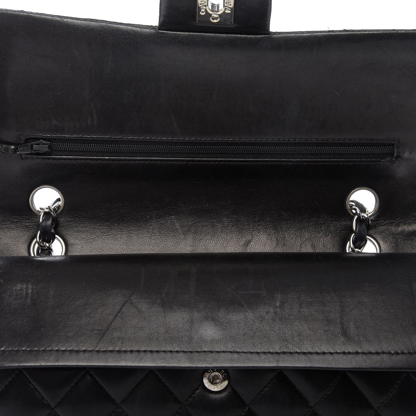 Lambskin Quilted Medium Double Flap Black