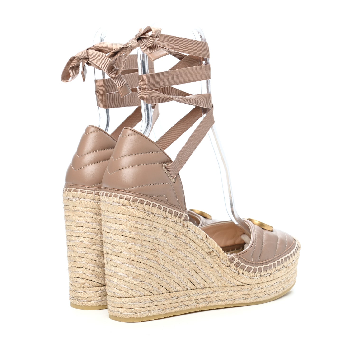 Nappa Matelasse GG Marmont Ankle Wrap Platform 35/120mm Espadrille Wedges 41 Porcelain Rose
