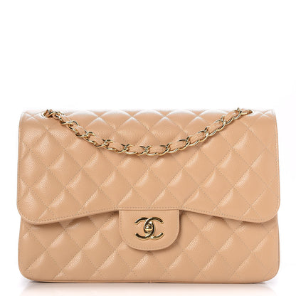 Chanel Caviar Quilted Jumbo Double Flap Beige Clair 1 of 9
