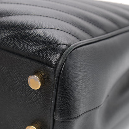 Saint Laurent Grain De Poudre Matelasse Chevron Monogram Shopping Bag Black 17 of 20