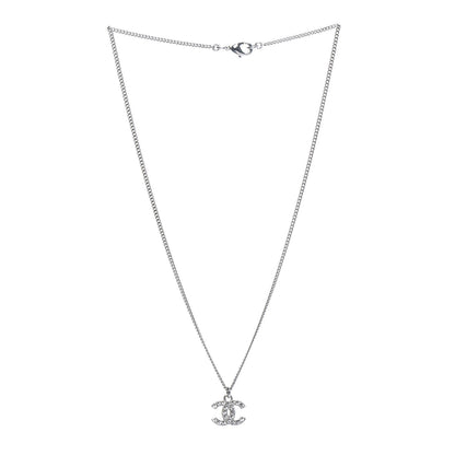 Chanel Crystal Timeless CC Necklace Silver 3 of 6