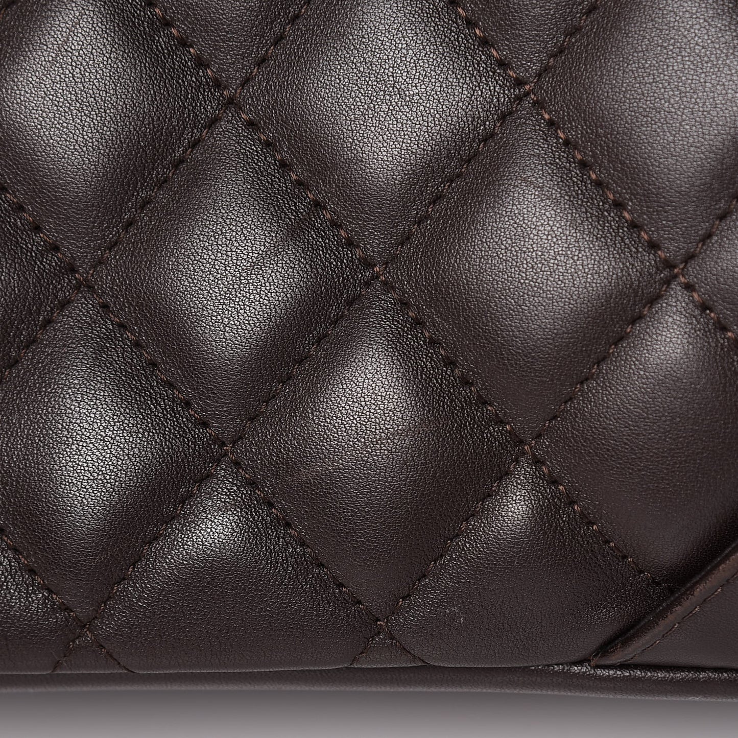Calfskin Quilted Large Cambon Tote Brown