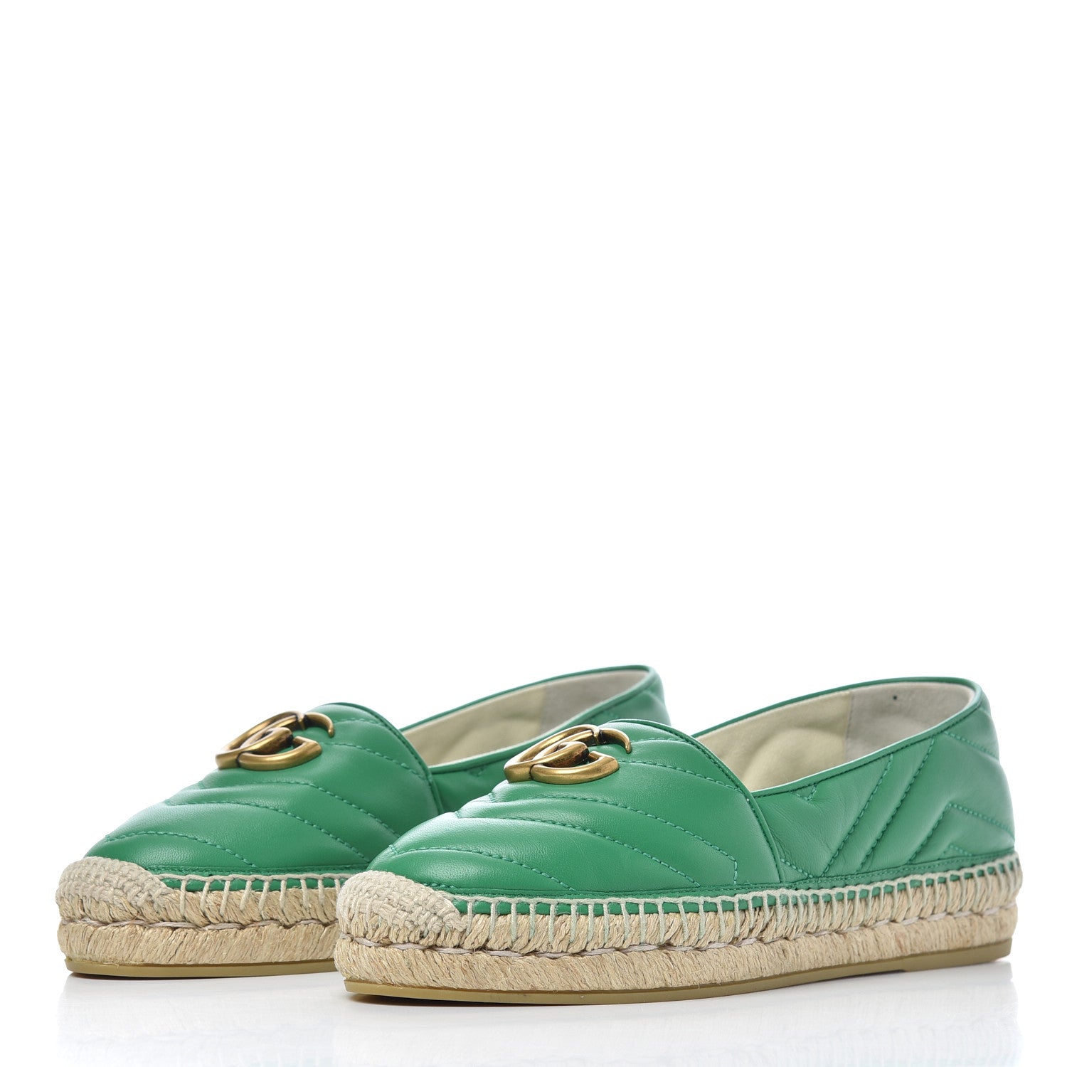 Gucci Nappa Matelasse GG Marmont Espadrilles 35.5 New Shamarock 3 of 12