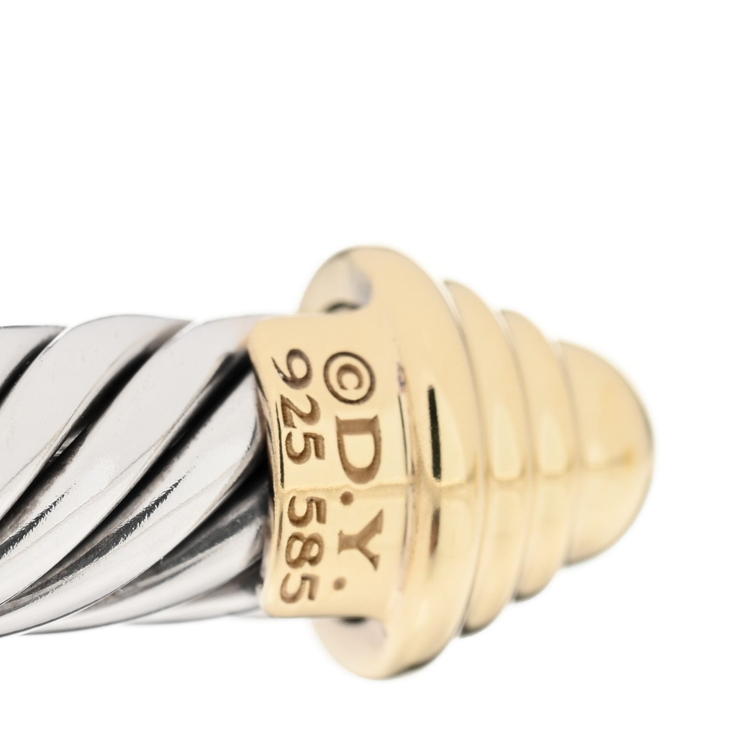 David Yurman Sterling Silver 14K Yellow Gold 5mm Cable Classics Bracelet 3 of 3