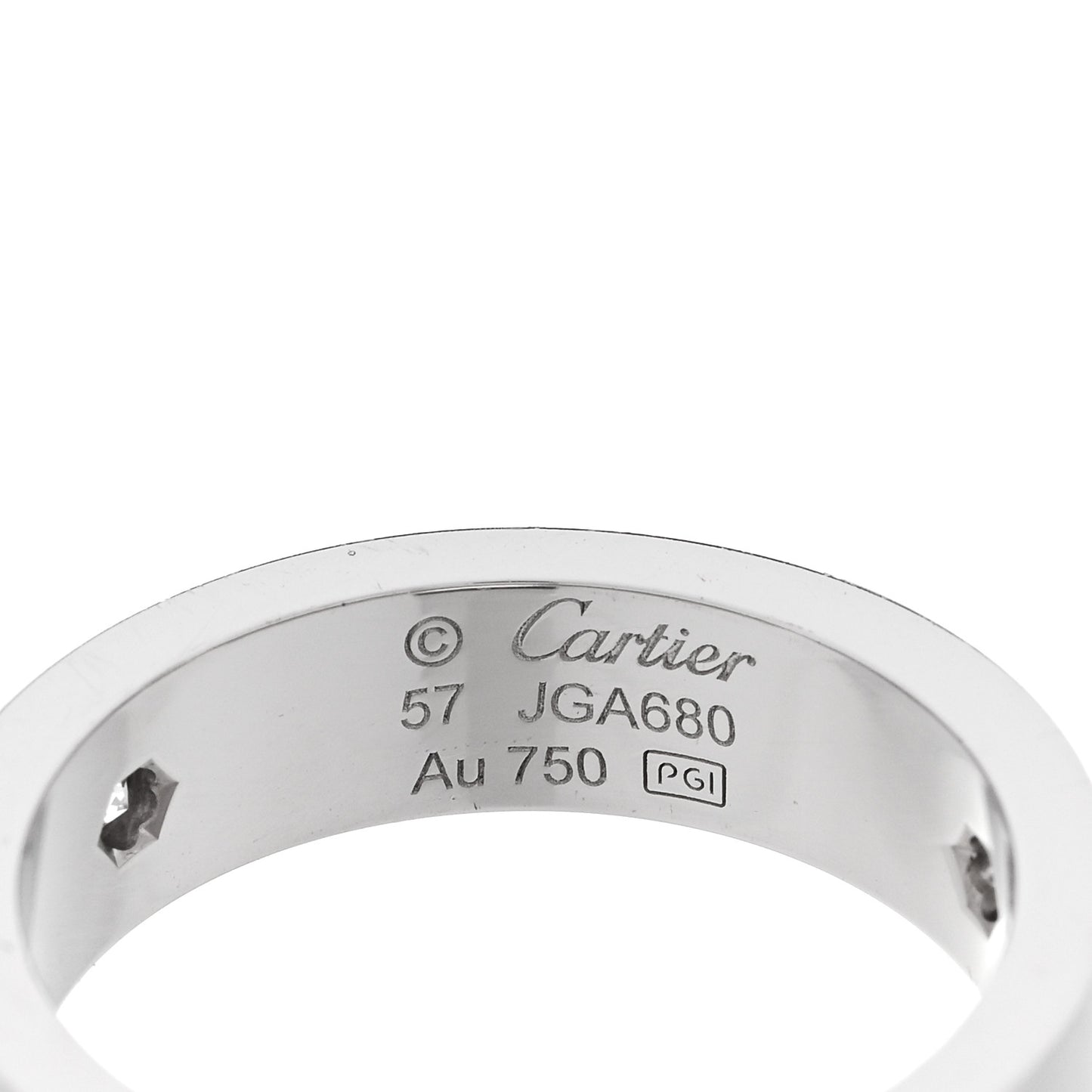 18K White Gold 3 Diamond 5.5mm LOVE Ring 57 8