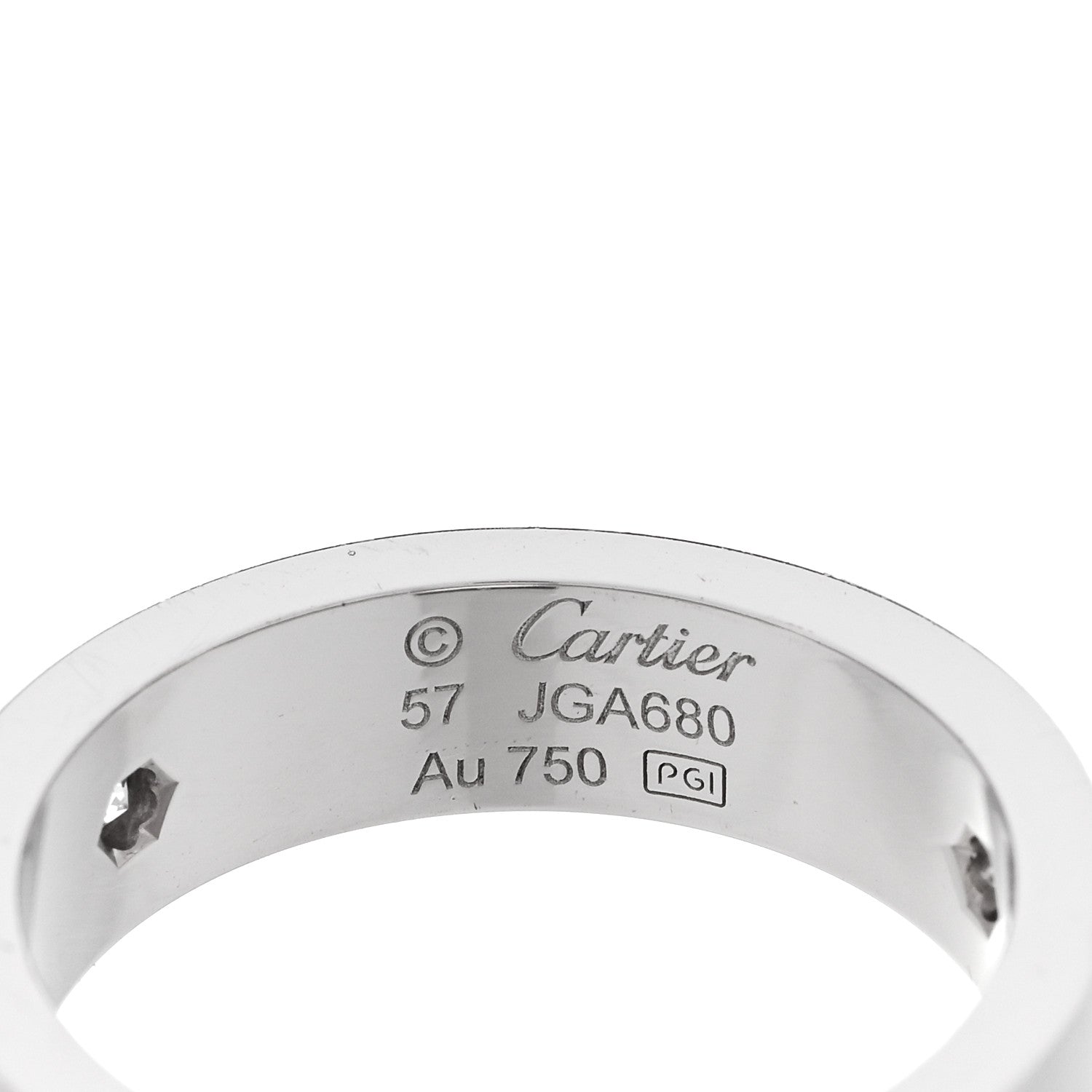 Cartier 18K White Gold 3 Diamond 5.5mm LOVE Ring 57 8 4 of 5
