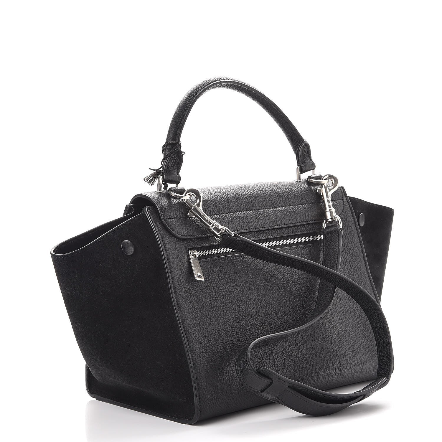 Celine Drummed Calfskin Suede Medium Trapeze Black 3 of 7