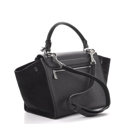 Celine Drummed Calfskin Suede Medium Trapeze Black 3 of 7