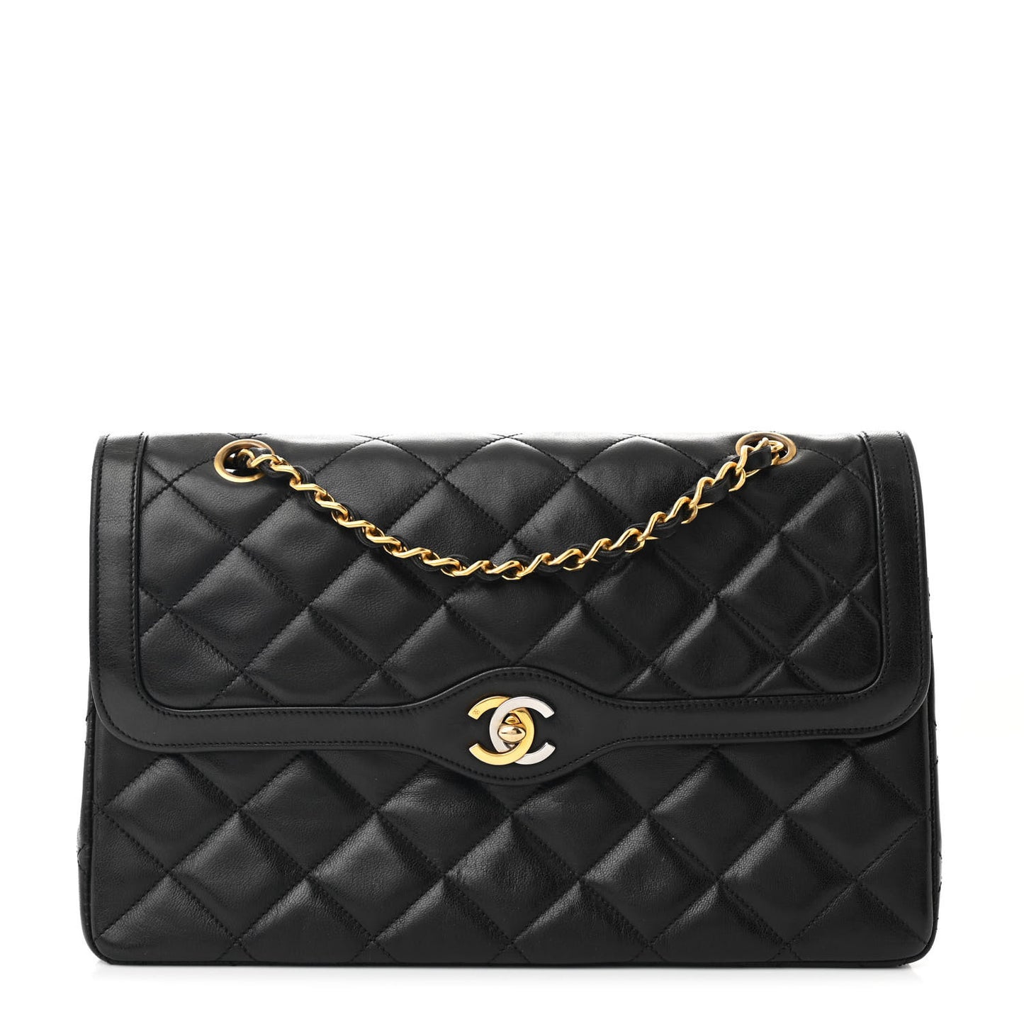 Lambskin Medium Double Flap Black