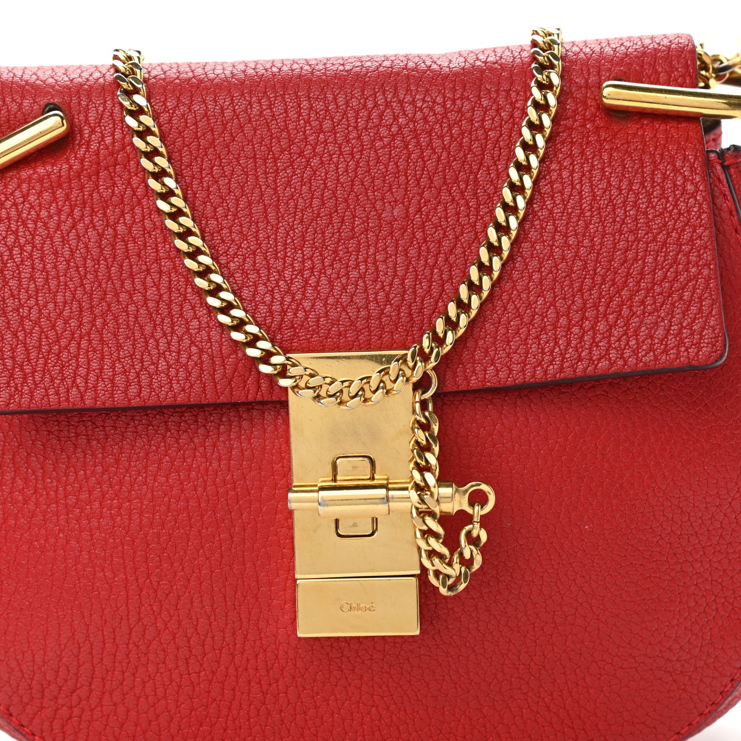 Grained Lambskin Mini Drew Shoulder Bag Plaid Red
