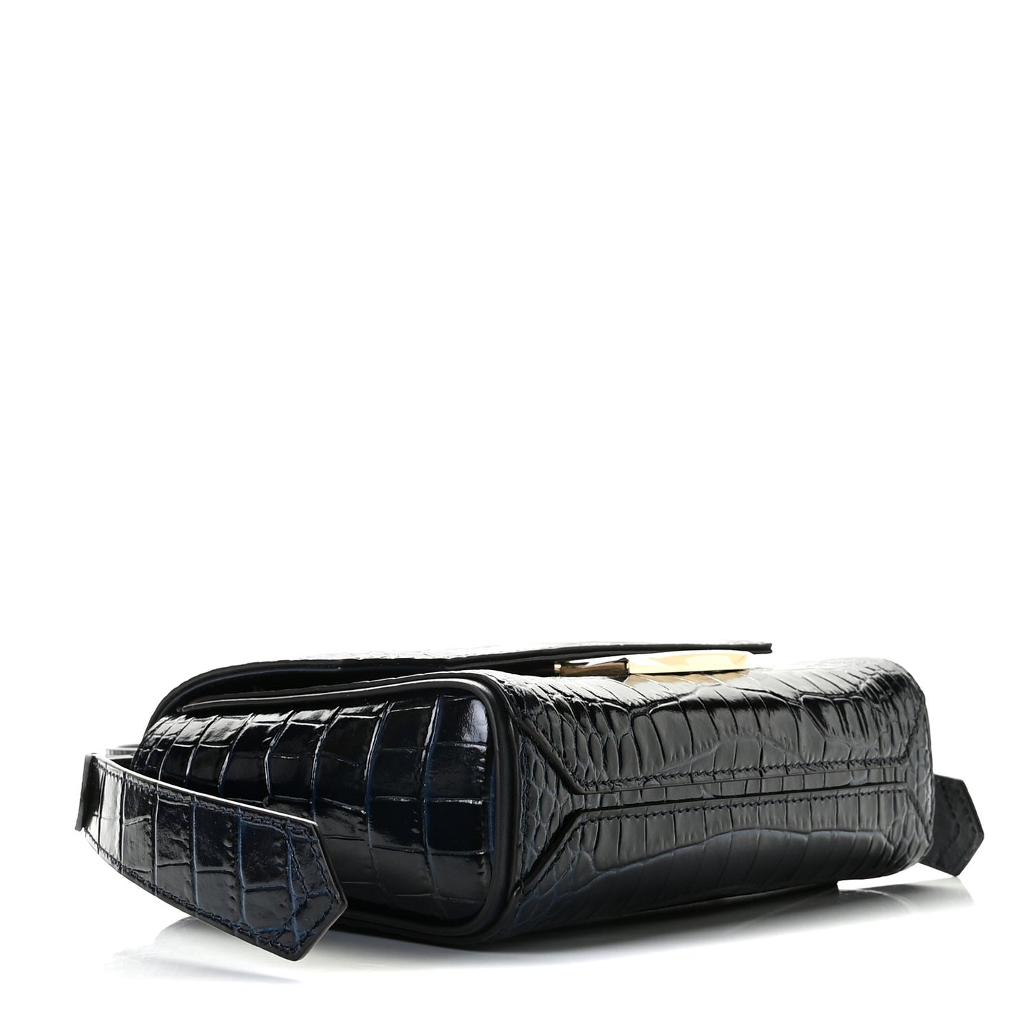 Calfskin Crocodile Embossed Eden Mini Top Handle Blue