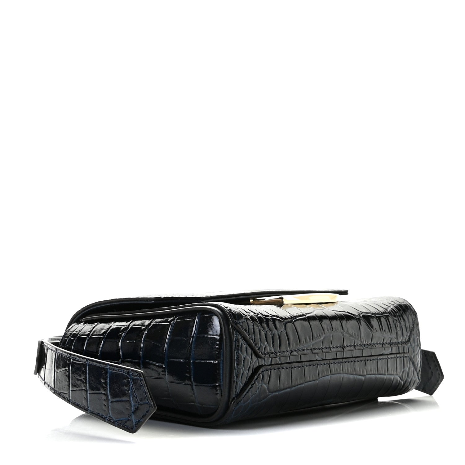 Givenchy Calfskin Crocodile Embossed Eden Mini Top Handle Blue 3 of 9