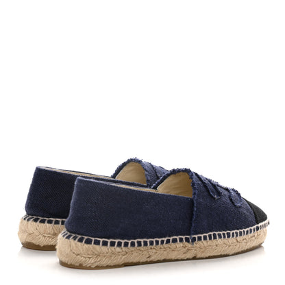 Chanel Denim Toile CC Espadrilles 37 Navy Black 4 of 15