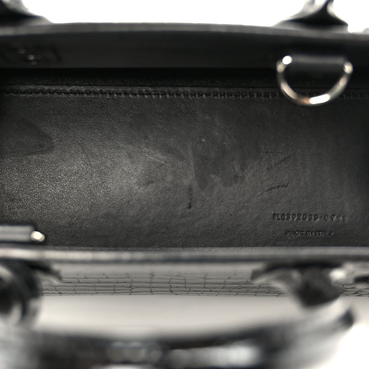 Calfskin Crocodile Embossed Nano Sac De Jour Black