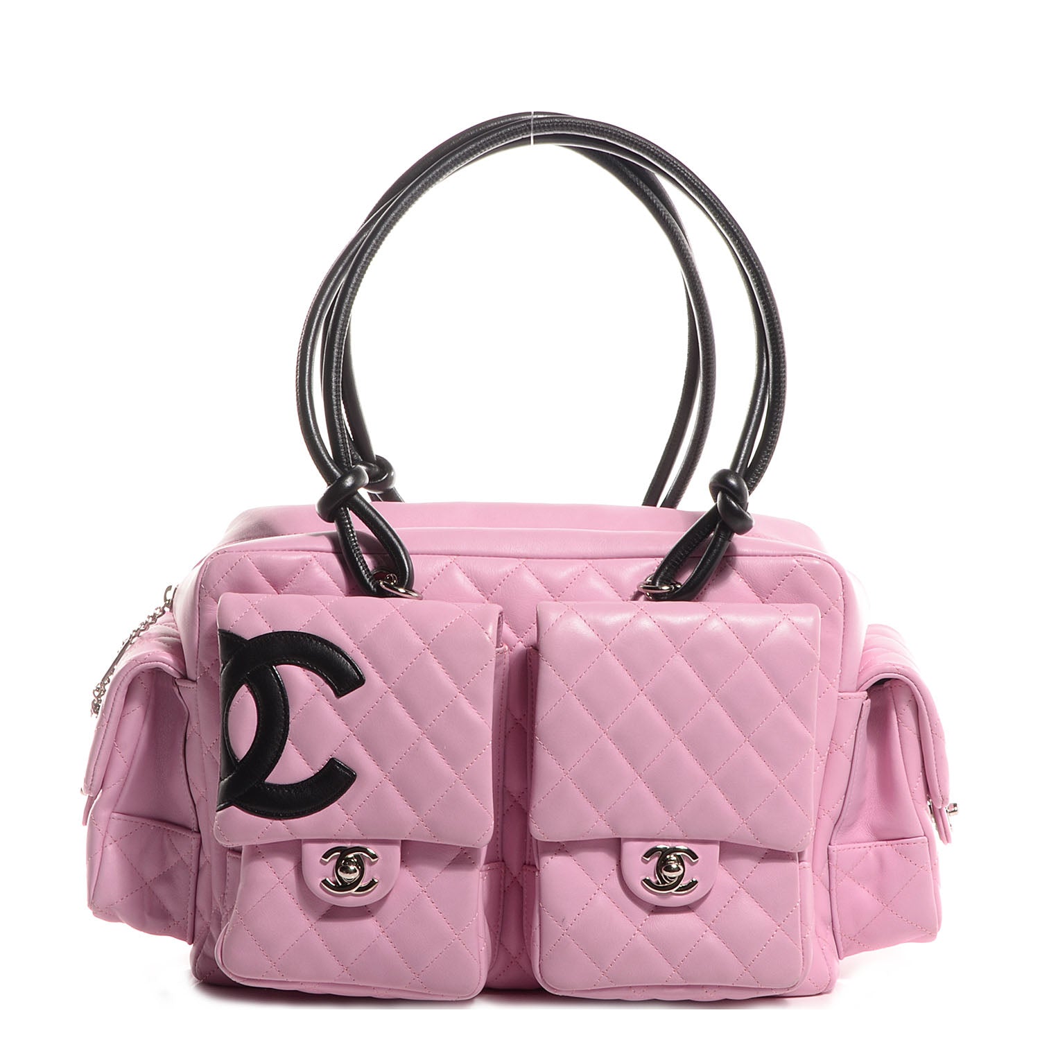 Chanel Calfskin Quilted Large Cambon Multipocket Reporter Pink Black 1 of 7