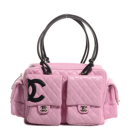 Chanel Calfskin Quilted Large Cambon Multipocket Reporter Pink Black 1 of 7