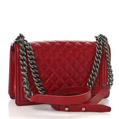 Chanel Caviar Quilted Medium Boy Flap Dark Red 3 of 15