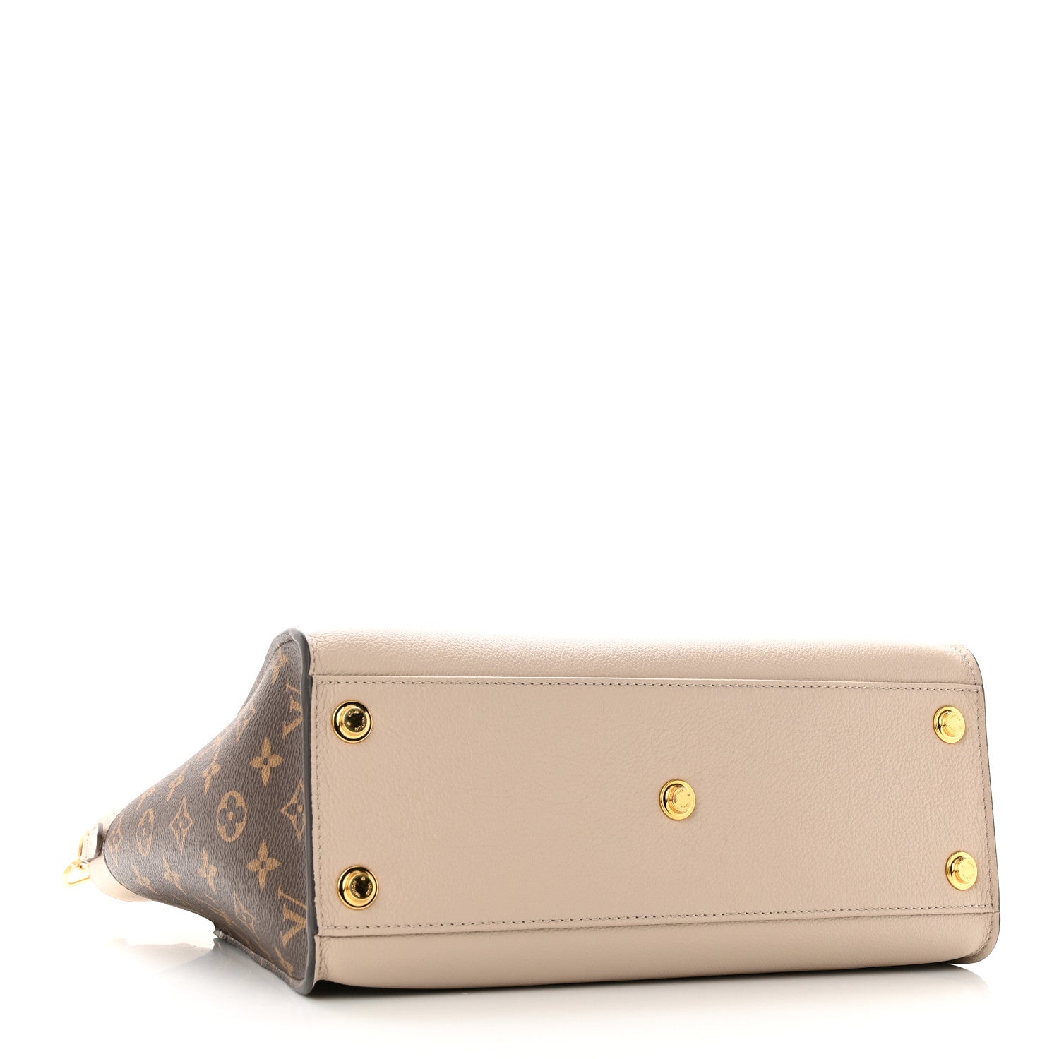 Louis Vuitton Calfskin Monogram On My Side MM Greige 4 of 9