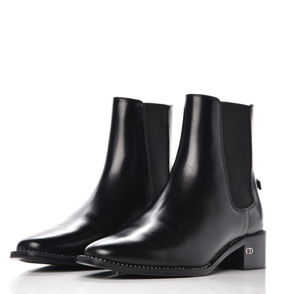 Christian Dior Glazed Calfskin Crystal Tomboy Ankle Boots 38 Black 3 of 9