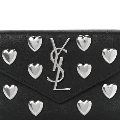 Saint Laurent Calfskin Heart Studded Small Envelope Wallet Black 7 of 13
