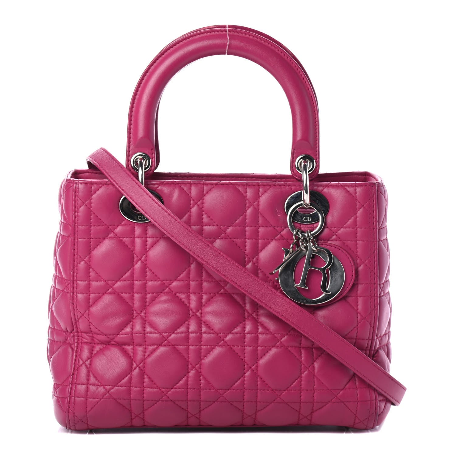 Christian Dior Lambskin Cannage Medium Lady Dior Fuchsia 1 of 4