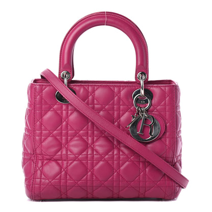 Christian Dior Lambskin Cannage Medium Lady Dior Fuchsia 1 of 4