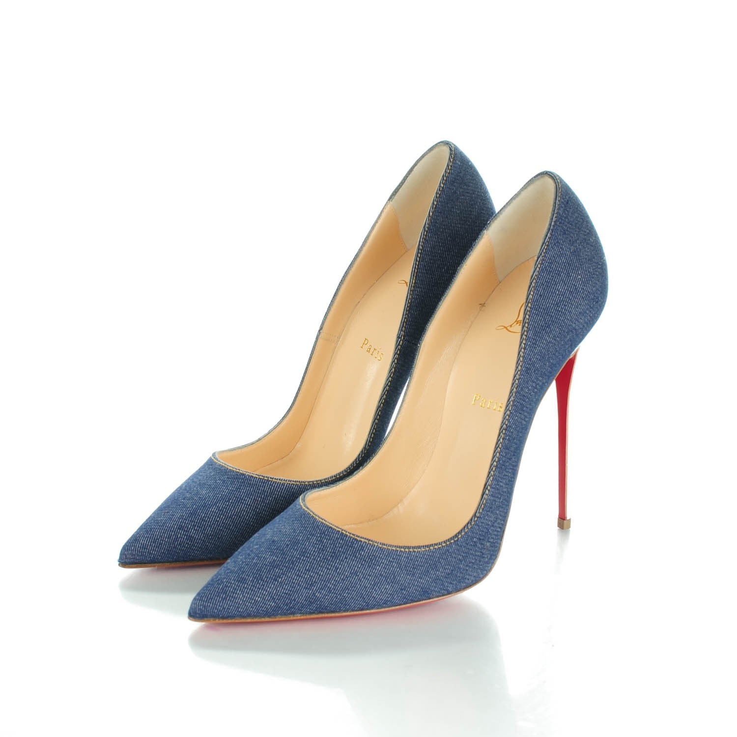 Christian Louboutin Denim Jazz Calf So Kate 120 Pumps 41 Blue White 3 of 7