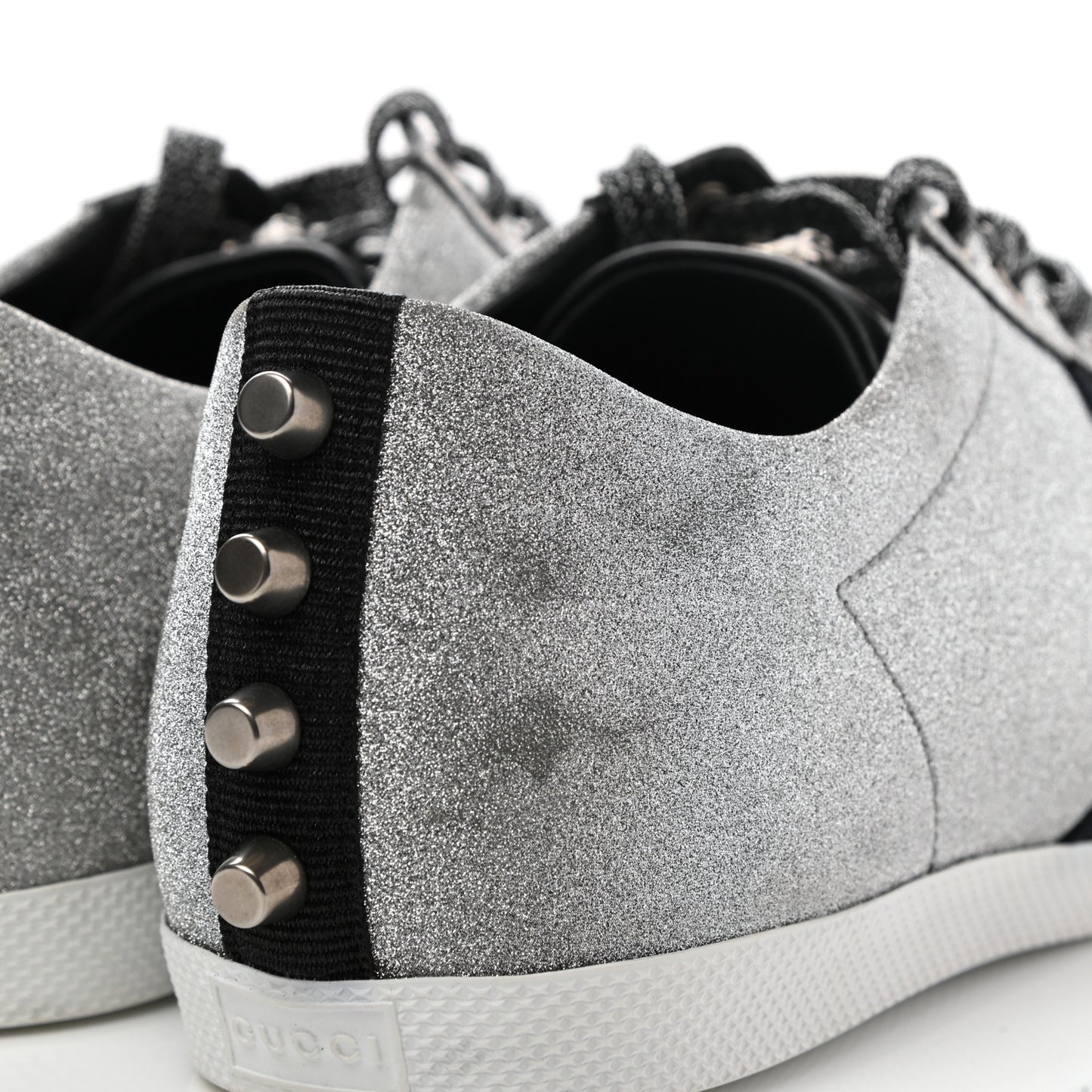 Glitter Fabric Studded Web Mens Sneakers 10.5 Silver