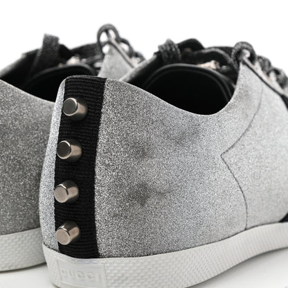 Gucci Glitter Fabric Studded Web Mens Sneakers 10.5 Silver 7 of 8