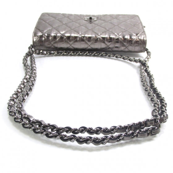 Chanel Striped Reissue Wallet On Chain Silver 4 of 9