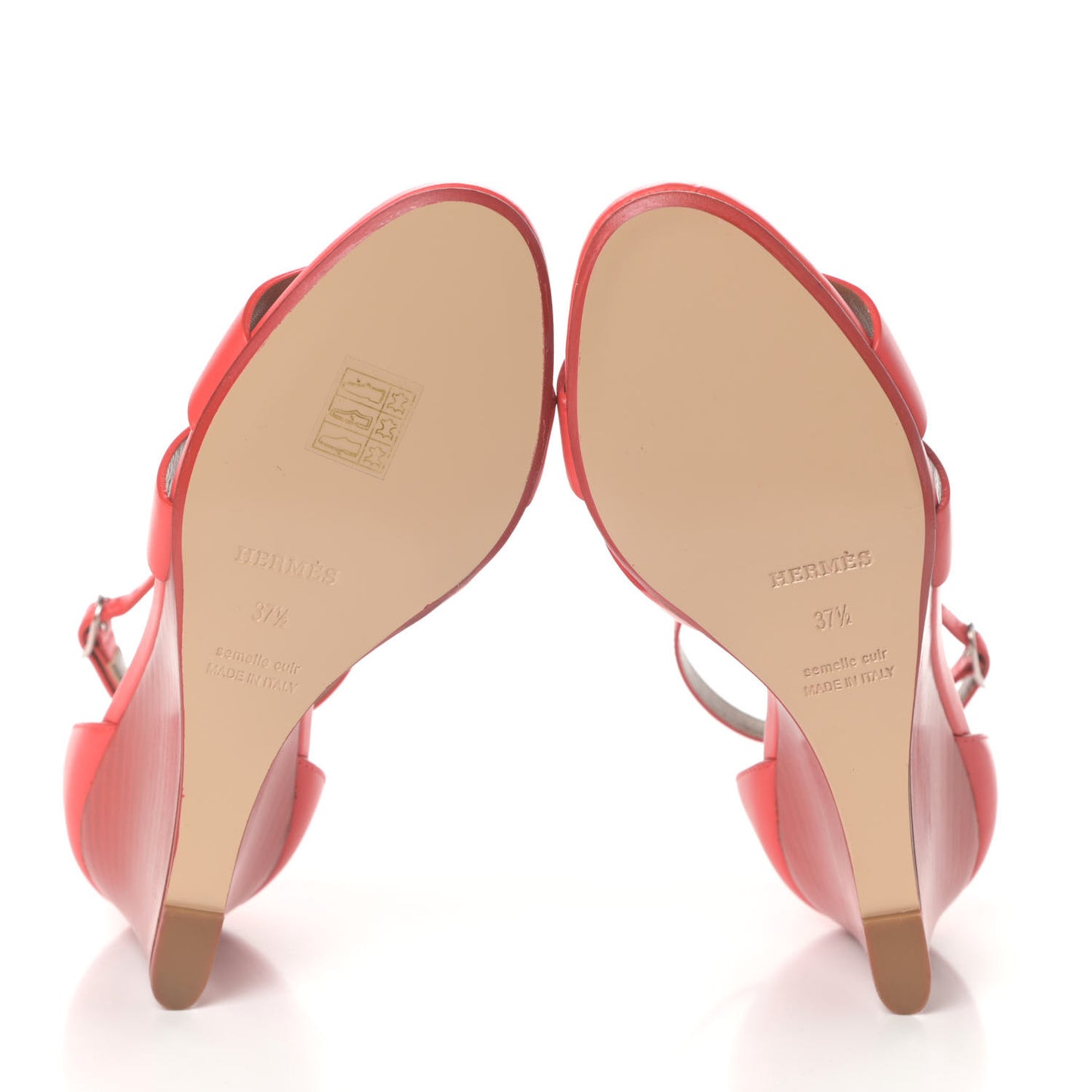 Calfskin Legend Wedge Sandals 37.5 Pavot