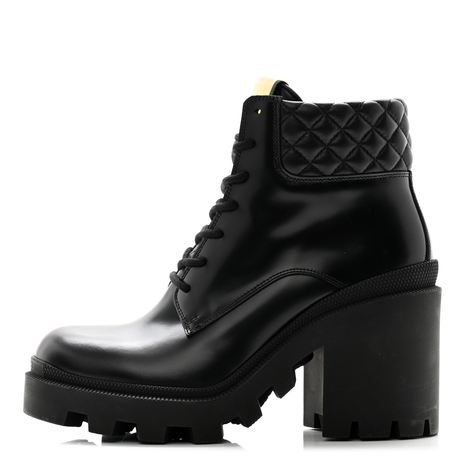 Gucci Magnum Calfskin Nappa Quilted Lace Up Ankle Boots 39.5 Black 1 of 11