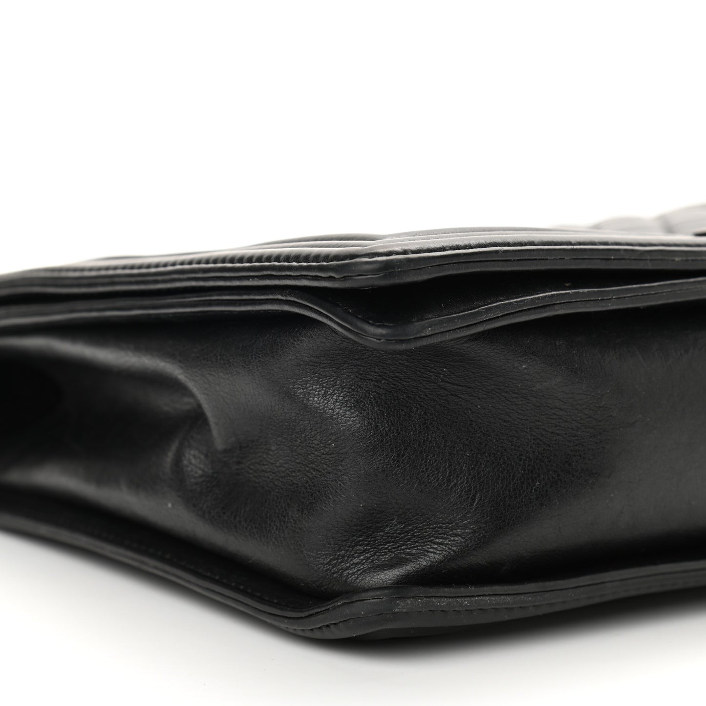 Lambskin Quilted Large Boy Flap Black