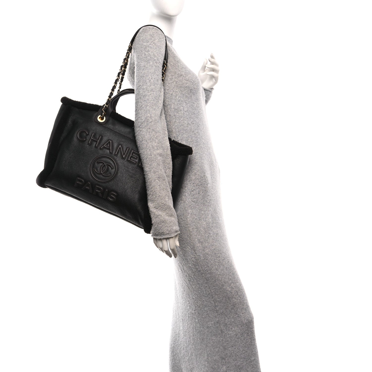 Chanel Lambskin Shearling Medium Deauville Tote Dark Brown 2 of 10
