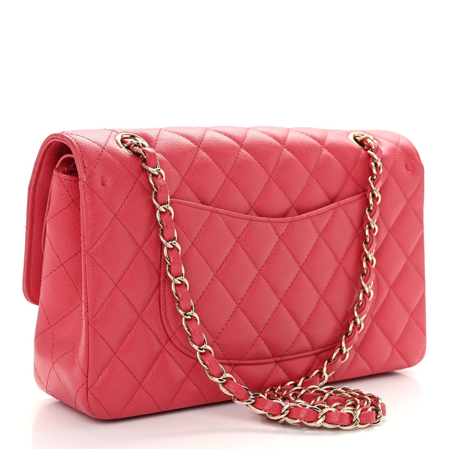 Caviar Quilted Medium Double Flap Pink