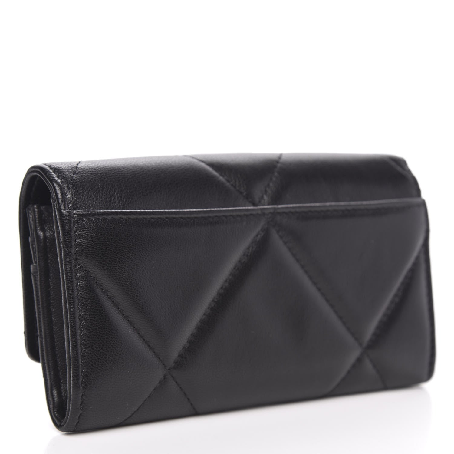 Chanel Goatskin Quilted 19 Flap Wallet Black 3 of 9