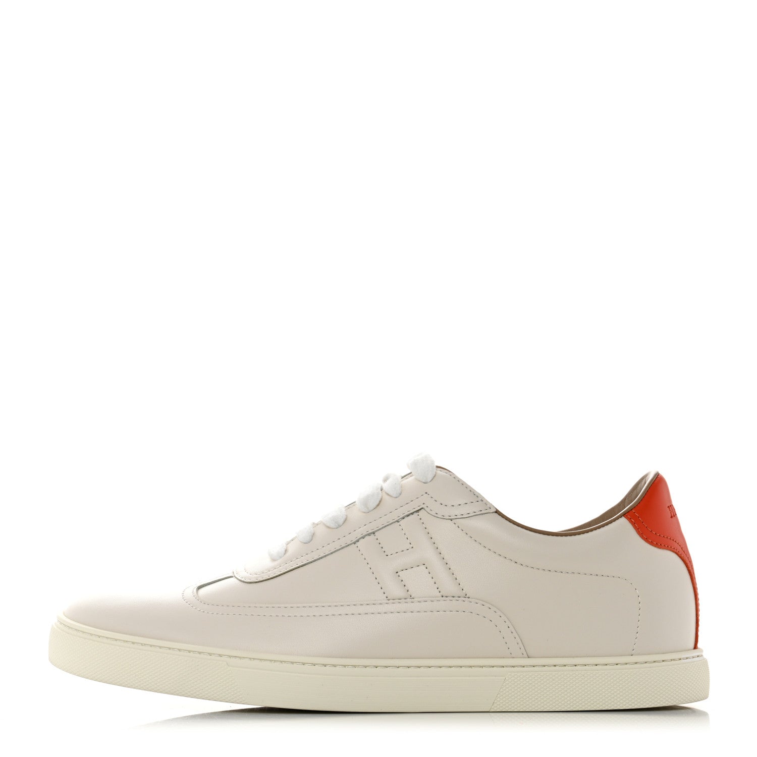 Hermes Calfskin Mens Quicker Sneakers 42.5 White Orange 1 of 8