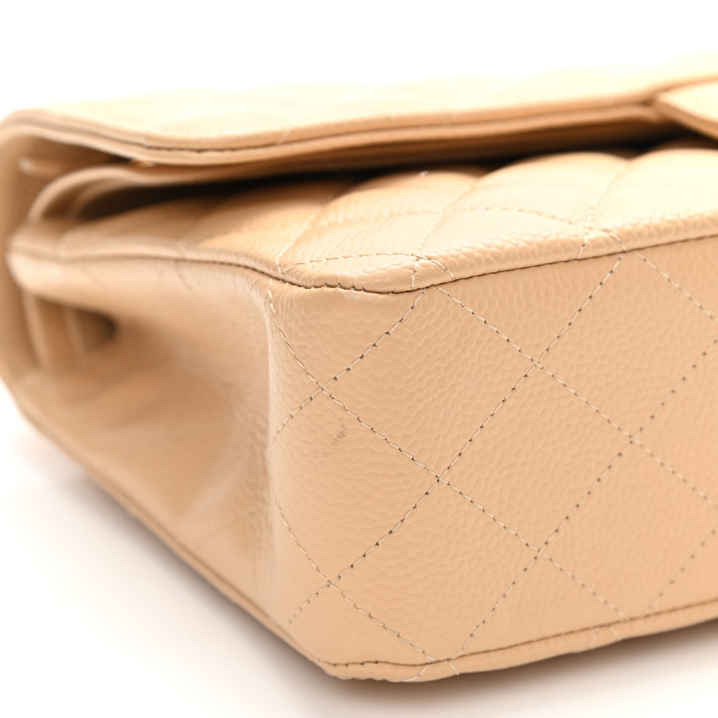 Caviar Quilted Medium Double Flap Beige Clair